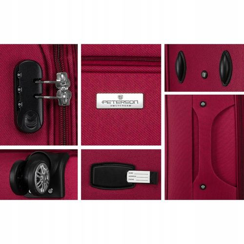 Duża walizka z wytrzymałej tkaniny poliestrowej w czerwono-niebieskim kolor na Arena.pl