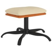 Podnóżek, kremowy, 60x60x39 cm, tkanina i sztuczna skóra