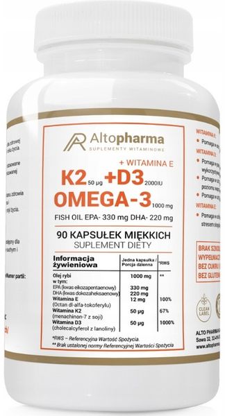 Altopharma K2 + D3 + Omega-3 witamina K D 90 kaps. zdjęcie 2
