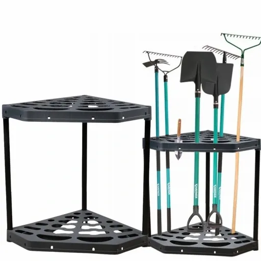 STOJAK NA NARZĘDZIA OGRODNICZE OGRODOWE NAROŻNY METALOWE NOGI 20 OTWORÓW zdjęcie 7
