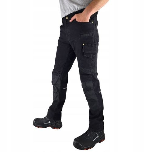 Spodnie robocze Jeans męskie Bojówki czarne Elastyczne Wygodne Stretch na Arena.pl