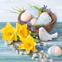 Serwetki papierowe wielkanocne gniazdko pisanki, 20 szt.