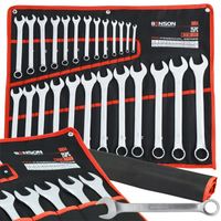 DUŻY ZESTAW KOMPLET KLUCZY PŁASKICH OCZKOWYCH 6-32MM 25EL MATA BENSON BLACK