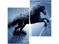 60X60CM NIEBIESKI KOŃ GMENTARYZACJA JAKUB BANAŚ DWU OBRAZ ŚCIAN