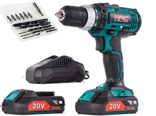 WIERTARKO WKRĘTARKA Akumulatorowa NAC 20V 2biegi +2x Bateria 2Ah +Ładowarka na Arena.pl
