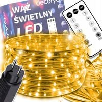 WĄŻ ŚWIETLNY ZEWNĘTRZNY LED LAMPKI BIAŁY CIEPŁY 10M ŚWIECĄCY WODOODPORNY
