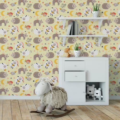 Tapeta Ozdobna Dla Dzieci Śpiące ZWIERZĄTKA Owce na Arena.pl