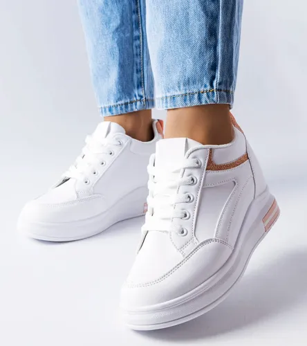 Białe sneakersy z brokatowymi wstawkami Bonevil 38 na Arena.pl