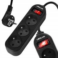 PRZEDŁUŻACZ listwa zasilająca budowlany 10m 3 gniazda LEDLUX Czarny