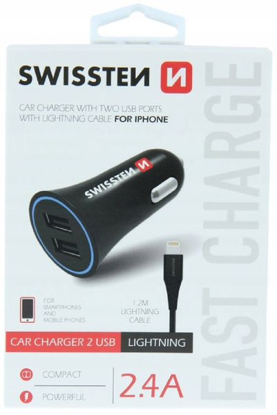 ŁADOWARKA SAMOCHODOWA z kablem Lightning 2x USB zdjęcie 2