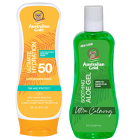 Australian Gold SPF50 Krem Przeciwsłoneczny 237ml + Aloe Po Opalaniu