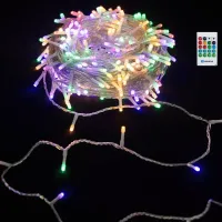 Lampki choinkowe 100 LED RGBY na 3 baterie AA z pozytywką i pilotem do dekoracji