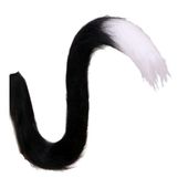 Ogon kota lux kotka czarno biały kota futrzany z drutem na pasku 80cm dł. cosplay anime strój karnawałowy