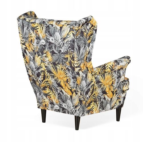 Fotel uszak ARI PRINT z podnóżkiem skandynawski  wzór 3D na Arena.pl