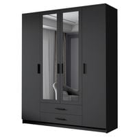 Szafa ADA II 160 cm - pojemna garderoba z lustrem - CZARNY+CZARNY