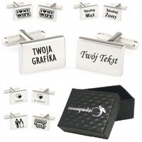Spinki do mankietów prostokątne TWÓJ TEKST GRAFIKA
