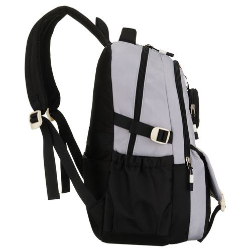 szaro-czarny plecak szkolny z poliestru z dodatkową saszetką - peterson na Arena.pl