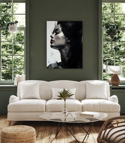 Obraz Na Ścianę Kobiecy PORTRET Abstrakcja Czerwone Usta 70cm x 100cm na Arena.pl