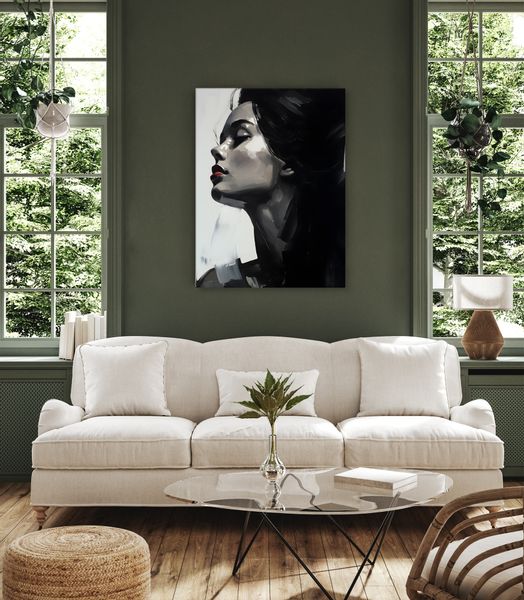 Obraz Na Ścianę Kobiecy PORTRET Abstrakcja Czerwone Usta 70cm x 100cm zdjęcie 4