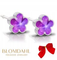 Kolczyki hipoalergiczne Blomdahl Fuksja Kwiatek plastik medyczny PREZENT