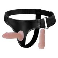 Uprząż Na Szelkach Z Dwoma Rodzajami Dildo Gumowe