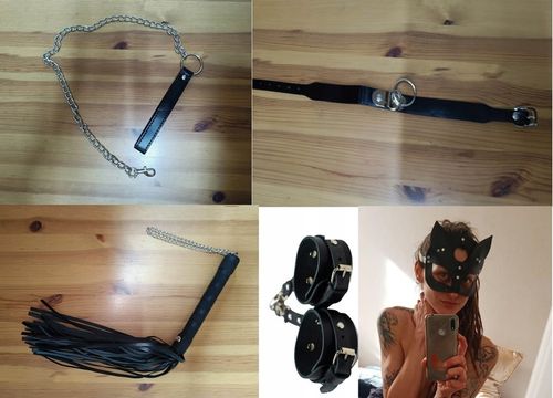 KOMPLET BIELIZNA EROTYCZNA SEXY CZARNA SKÓRZANA S na Arena.pl