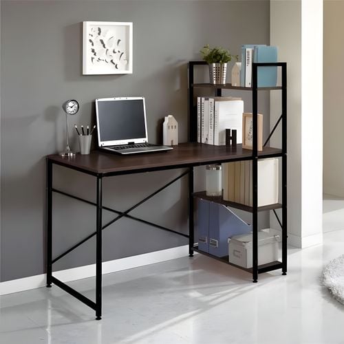 Biurko komputerowe drewniane regał z półkami loft na Arena.pl