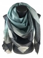 Jordan Collection - miękka i ciepła chusta krata turkus szary 17# 140x140cm