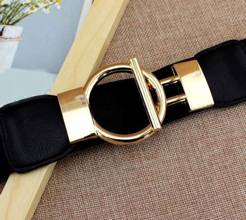 Pasek Czarny Gumowy Do Sukienki Elastyczny Złoty na Arena.pl