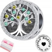 Srebrny charms zawieszka drzewko rodzina drzewo serce srebro 925 beads