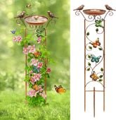 Metalowe Poidło dla Ptaków z Kratką Antyczny Brąz 99 cm Ogród Dekoracja