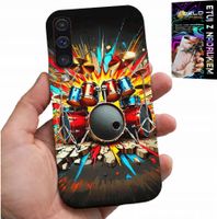 ETUI DO SAMSUNG GALAXY A70 - ROCK PERKUSJA BĘBNY ROCK & ROLL + FOLIA