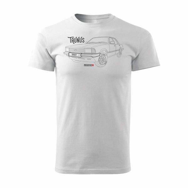 Koszulka z samochodem FORD TAUNUS męska biała REGULAR S zdjęcie 1