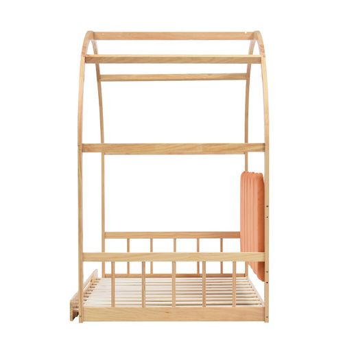 Łóżko dziecięce sosnowe aksamitne z zagłówkiem do sypialni na Arena.pl