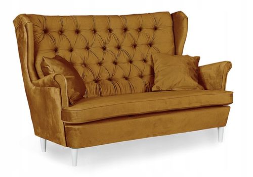 Zestaw wypoczynkowy mebli uszak Gaja sofa fotele pufy Family Meble komplet na Arena.pl