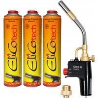 PALNIK GAZOWY TURBO MAPP/PROPAN PIEZO 2 KW + 3 GAZY KARTUSZ 600ML