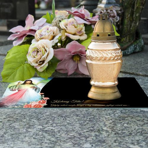 SZKLANA PODSTAWKA POD ZNICZE Z LUSTRA TWÓJ DOWOLNY TEKST 60x30cm 773d na Arena.pl