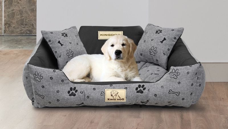 Legowisko dla psa kojec KINGDOG 75x65 cm wodoodporne kości czarne zdjęcie 9