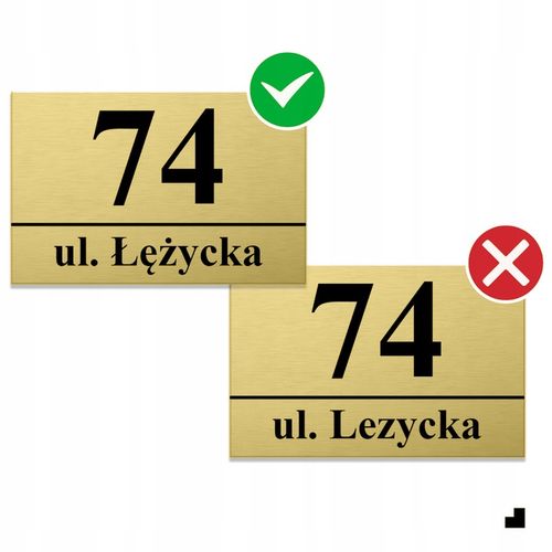 NUMER NA DOM TABLICZKA ADRESOWA Z NUMEREM DOMU 32x21 cm Złota + DYSTANSE na Arena.pl
