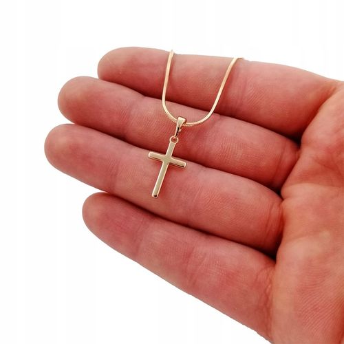 ZŁOTY ŁAŃCUSZEK NASZYJNIK ŻMIJKA Z KRZYŻYKIEM 18k STAL CHIRURGICZNA+GRATISY na Arena.pl