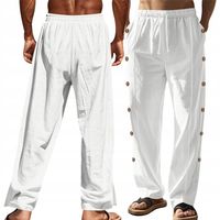 letnie nowy Moda casual Męskie lniane spodnie oddychająca proste r.XL