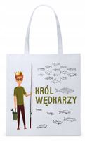 Dla Wędkarza Rybaka Torba Eco Biała Shopper Z Nadrukiem Ze Zdjęciem