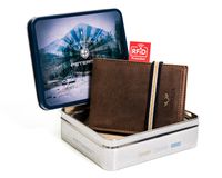 nubukowy portfel męski z ochroną kart rfid - peterson