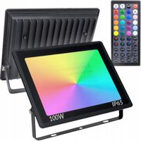 KOLOROWA ZEWENĘTRZNA DUŻA MOCNA LAMPA LED RGB WODOSZCZELNA IP65 100W PILOT