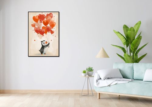 Plakat 68x98cm Pingwinek z Balonami na Arena.pl