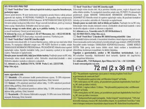 duck fresh discs lime - żelowy krążek do toalety 72ml (2 x 36ml) na Arena.pl