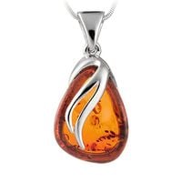 SREBRNY NASZYJNIK z oryginalny BURSZTYN SREBRO wisiorek łańcuszek PREZENT