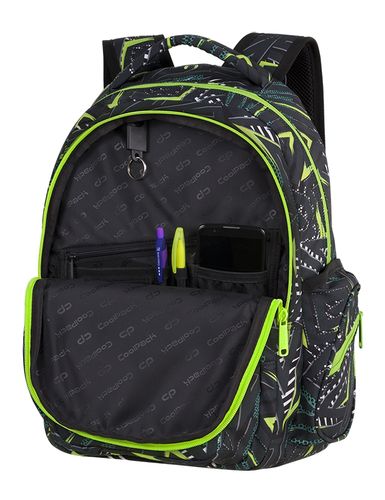 Plecak CoolPack FLASH w czarne spirale, TRIANGULAR SPIRAL + latarka (85076CP) na Arena.pl