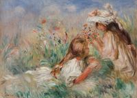 Plakat 18x13cm Girls in the Grass, Pierre-Auguste Renoir do Salonu