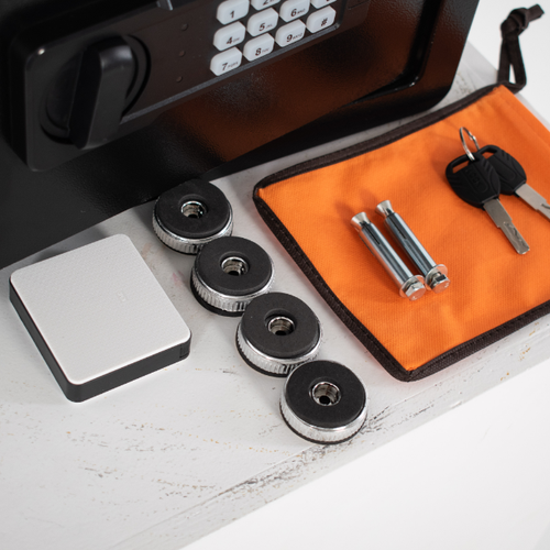 Pancerny Domowy Sejf z Zamkiem Elektronicznym i Kluczem 25x35x26 cm Czarny na Arena.pl